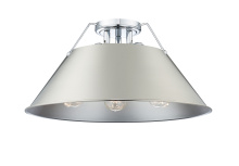 Golden 3306-3FM CH-PW - Yep by Golden Lighting Orwell 3-light Flush Mount in Chrome and Pewter shade